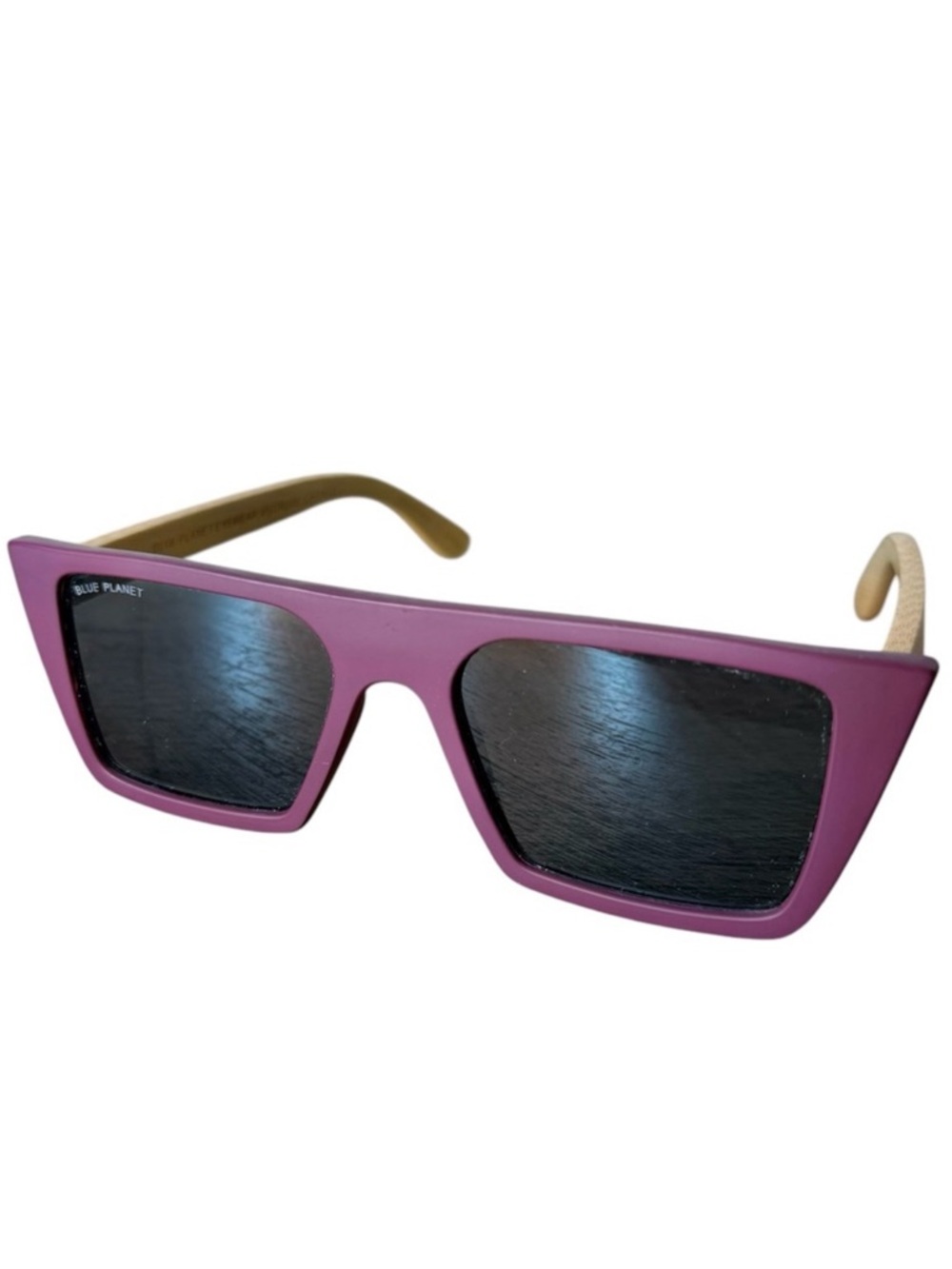 BLUE PLANET Unisex Blasey Sunglasses Eco Matte Purple Natural Bamboo Cat 3